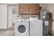 Laundry room with new washer and dryer, water heater, and storage at 927 E Charleston Ave, Phoenix, AZ 85022