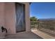 Exterior patio with secure, artistic security door and mountain views at 10841 N Mountain Vista Mtn, Fountain Hills, AZ 85268