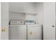 Convenient laundry room with included washer, dryer, and overhead shelving at 11710 W Paradise Dr, El Mirage, AZ 85335
