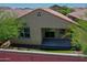 This is an aerial view showing the house top and backyard layout with a covered patio at 14160 W Georgia Dr, Surprise, AZ 85379