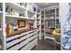 Well-organized pantry with ample storage space, drawers, and shelving at 19296 N 98Th Pl, Scottsdale, AZ 85255