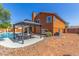 Stunning backyard featuring a gazebo, patio, and views of the two-story home at 3424 E Harmony Ave, Mesa, AZ 85204