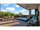 Well-appointed backyard features modern patio furniture, in-ground spa and mountain views at 6525 E Cave Creek Rd # 40, Cave Creek, AZ 85331