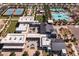 Bird's-eye view of the community center featuring landscaped courtyards, seating areas, and nearby recreation at 10127 E Tillman Ave, Mesa, AZ 85212
