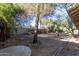 Spacious backyard features mature trees and a stone-lined garden at 116 E Helena Dr, Phoenix, AZ 85022