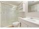 Clean bathroom features updated shower, toilet, vanity, and cabinet storage, offering a comfortable experience at 18402 N 17Th Ave, Phoenix, AZ 85023