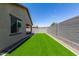 The backyard features lush green artificial grass, perfect for relaxation at 18808 W Solano Dr, Litchfield Park, AZ 85340
