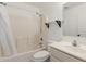 Full bathroom with a shower-tub combination and single sink vanity, perfect for everyday use at 3929 W Goldmine Mountain Dr, San Tan Valley, AZ 85144