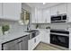 Bright kitchen features stainless appliances, subway tile backsplash, modern sink, and white shaker cabinets at 639 N 102Nd Pl, Mesa, AZ 85207