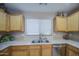 A modern stainless steel sink is set in a wooden cabinet, offering both functionality and style at 22333 E Calle De Flores St, Queen Creek, AZ 85142