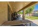This covered patio space is large enough to store sporting equipment at 1217 W Fever Tree Ave, San Tan Valley, AZ 85140