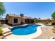 Beautiful backyard pool area with stone surround, perfect for relaxation and outdoor enjoyment at 15256 N 62Nd Ave, Glendale, AZ 85306
