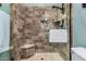 Tile shower with built-in bench and shelving at 16365 N 138Th Ave, Surprise, AZ 85374