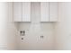 Functional laundry room space with upper cabinets and utility hookups at 17244 N 36Th Ln, Glendale, AZ 85308