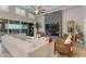 Bright and modern living room featuring stylish furniture, a fireplace, and a scenic view through large windows at 1753 N Berrett --, Mesa, AZ 85207
