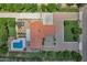 Aerial view of expansive property with pool, covered patio, and desert landscaping at 18132 E Vencino St, Gilbert, AZ 85298