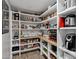 Well-organized walk-in pantry with extensive shelving, countertop space, and ample storage for food at 18132 E Vencino St, Gilbert, AZ 85298