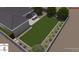 An aerial view of a backyard and landscaped property with a patio and manicured lawn at 5614 W Saint Moritz Ln, Glendale, AZ 85306