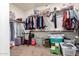 Walk-in closet with ample storage space for clothes, shoes, and accessories with carpeted flooring at 13123 W Cottontail Ln, Peoria, AZ 85383