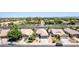 An aerial view of a well-manicured suburban neighborhood showcasing neat streets and tidy landscaping at 3668 E Derringer Way, Gilbert, AZ 85297