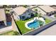 This house has a sparkling pool and landscaped yard at 3668 E Derringer Way, Gilbert, AZ 85297