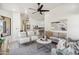 Bright living area showcasing stylish furnishings, modern decor, and a view into the open concept kitchen at 4725 E Brown Rd # 13, Mesa, AZ 85205