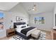 Serene bedroom boasts a ceiling fan, natural light, and modern decor, creating a tranquil retreat at 7810 E Via Camello -- # 72, Scottsdale, AZ 85258