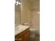 Bathroom features a shower-tub combo and vanity sink, maximizing space and functionality at 7979 E Princess Dr # 8, Scottsdale, AZ 85255