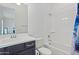 Bathroom featuring single vanity, toilet and shower with tub combination at 22306 N 34Th Pl, Phoenix, AZ 85050