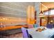 Dining room features a built-in wooden buffet and colorful seating offering the perfect entertaining space at 25232 N Horseshoe Trl, Scottsdale, AZ 85255