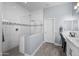 Bright bathroom with a glass-enclosed shower and modern fixtures at 30639 N Dorado Ct, Queen Creek, AZ 85144