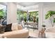 Bright living room featuring a view to the patio and a dedicated workspace at 7117 E Rancho Vista Dr # 1012, Scottsdale, AZ 85251