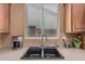 A kitchen sink features a stainless steel faucet, coffee maker, and flower accent at 12417 W Apache St, Avondale, AZ 85323