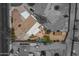 Aerial view of the property highlighting the layout, backyard features, and the surrounding neighborhood in black and white at 1637 W University Dr, Mesa, AZ 85201