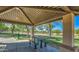Community picnic area with tables, seating, and shade, surrounded by grass and trees at 17617 W Corrine Dr, Surprise, AZ 85388
