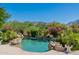 Inviting pool surrounded by desert landscaping, rocks and flowering shrubs at 19947 N 94Th Way, Scottsdale, AZ 85255