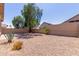 Spacious backyard featuring desert landscaping, mature trees, and a block wall fence at 33512 N 24Th Ln, Phoenix, AZ 85085