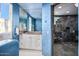 Blue bathroom with large shower, white cabinetry, and granite countertops at 40635 N 109Th Pl # 3 & 5, Scottsdale, AZ 85262