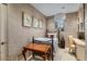 Cozy bedroom with patterned wallpaper and a comfortable bed at 40635 N 109Th Pl # 3 & 5, Scottsdale, AZ 85262