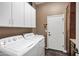 Laundry room featuring modern washer, dryer, and storage cabinets at 41215 N Lytham Ct, Phoenix, AZ 85086