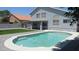 Sparkling backyard pool with brick pavers and lush green artificial turf at 627 W Mendoza Ave, Mesa, AZ 85210