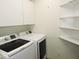 Laundry room includes a side-by-side washer and dryer and extra shelving for storage at 6436 W Saddlehorn Rd, Phoenix, AZ 85083