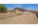 This backyard includes gravel, artificial turf, a shed, and fencing, providing a functional outdoor space at 17531 W Fetlock Trl, Surprise, AZ 85387