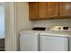 Laundry room featuring modern washer and dryer appliances, with storage cabinets overhead at 22507 N 31St Ave # 11, Phoenix, AZ 85027