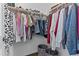Neat walk-in closet featuring hanging rods for clothing, shoe storage above, and floor storage at 2466 E Aris Dr, Gilbert, AZ 85298