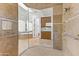 Bathroom with a walk-in shower leading to a soaking tub at 30600 N Pima N Rd # 81, Scottsdale, AZ 85266