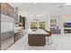 Bright kitchen showcases a large island with barstool seating, modern appliances, and sleek cabinetry with an open floorplan at 30600 N Pima N Rd # 81, Scottsdale, AZ 85266