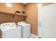 A convenient laundry room with side by side washer and dryer and ample storage space at 38065 W Frascati Ave, Maricopa, AZ 85138