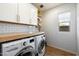 Convenient laundry room with washer, dryer, storage cabinets, and ample counter space at 4050 S Thistle S Dr, Chandler, AZ 85248