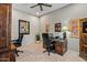 This office is equipped with comfortable seating, ample light, and decor to foster productivity at 41731 N Rolling Green Way, Anthem, AZ 85086